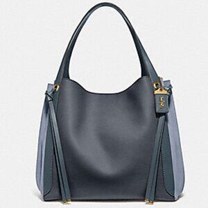 COACH Harmony Hobo 33 Colorblock glovetan leather suede navy blue bag 53396 EUC